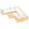 Image de vidaXL - 9-delige - Loungeset - met - crèmekleurige - kussens - grenenhout