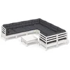 Image de vidaXL - 9-delige - Loungeset - met - kussens - grenenhout - wit