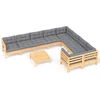 Image de vidaXL - 10-delige - Loungeset - met - grijze - kussens - grenenhout