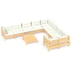Image de vidaXL - 10-delige - Loungeset - met - crèmekleurige - kussens - grenenhout