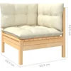 Image de vidaXL - 10-delige - Loungeset - met - crèmekleurige - kussens - grenenhout