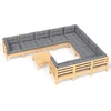 Image de vidaXL - 11-delige - Loungeset - met - grijze - kussens - grenenhout