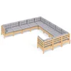 Image de vidaXL - 11-delige - Loungeset - met - grijze - kussens - grenenhout