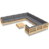 Image de vidaXL - 12-delige - Loungeset - met - grijze - kussens - massief - grenenhout