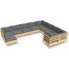 Image de vidaXL - 10-delige - Loungeset - met - grijze - kussens - grenenhout