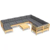Image de vidaXL - 11-delige - Loungeset - met - grijze - kussens - grenenhout