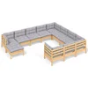 Image de vidaXL - 11-delige - Loungeset - met - grijze - kussens - grenenhout