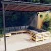 Image de vidaXL - 11-delige - Loungeset - met - grijze - kussens - grenenhout