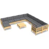 Image de vidaXL - 12-delige - Loungeset - met - grijze - kussens - grenenhout