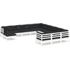 Image de vidaXL - 12-delige - Loungeset - met - kussens - massief - grenenhout - wit