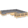 Image de vidaXL - 13-delige - Loungeset - met - grijze - kussens - grenenhout