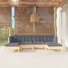 Image de vidaXL - 6-delige - Loungeset - met - grijze - kussens - grenenhout