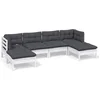 Image de vidaXL - 6-delige - Loungeset - met - kussens - grenenhout - wit