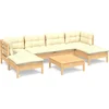 Image de vidaXL - 7-delige - Loungeset - met - crèmekleurige - kussens - grenenhout