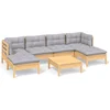 Image de vidaXL - 7-delige - Loungeset - met - kussens - grenenhout - wit