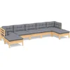 Image de vidaXL - 7-delige - Loungeset - met - grijze - kussens - grenenhout