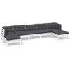 Image de vidaXL - 7-delige - Loungeset - met - kussens - grenenhout - wit