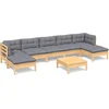 Image de vidaXL - 8-delige - Loungeset - met - grijze - kussens - grenenhout