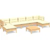 Image de vidaXL - 8-delige - Loungeset - met - crèmekleurige - kussens - grenenhout