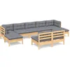 Image de vidaXL - 9-delige - Loungeset - met - grijze - kussens - grenenhout
