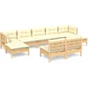 Image de vidaXL - 9-delige - Loungeset - met - crèmekleurige - kussens - grenenhout
