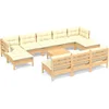 Image de vidaXL - 11-delige - Loungeset - met - crèmekleurige - kussens - grenenhout