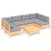 Image de vidaXL - 7-delige - Loungeset - met - grijze - kussens - massief - grenenhout