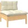 Image de vidaXL - 7-delige - Loungeset - met - crèmekleurige - kussens - massief - grenenhout