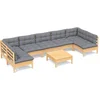 Image de vidaXL - 8-delige - Loungeset - met - grijze - kussens - massief - grenenhout