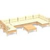 Image de vidaXL - 8-delige - Loungeset - met - crèmekleurige - kussens - massief - grenenhout