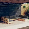 Image de vidaXL - 9-delige - Loungeset - met - grijze - kussens - massief - grenenhout