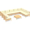 Image de vidaXL - 10-delige - Loungeset - met - crèmekleurige - kussens - grenenhout