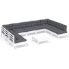 Image de vidaXL - 10-delige - Loungeset - met - kussens - massief - grenenhout - wit
