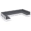 Image de vidaXL - 10-delige - Loungeset - met - kussens - massief - grenenhout - wit