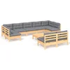 Image de vidaXL - 10-delige - Loungeset - met - grijze - kussens - massief - grenenhout