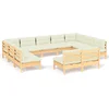 Image de vidaXL - 11-delige - Loungeset - met - crèmekleurige - kussens - grenenhout