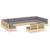 Image de vidaXL - 12-delige - Loungeset - met - grijze - kussens - massief - grenenhout