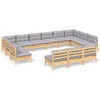 Image de vidaXL - 13-delige - Loungeset - met - grijze - kussens - massief - grenenhout