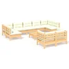 Image de vidaXL - 10-delige - Loungeset - met - crèmekleurige - kussens - grenenhout