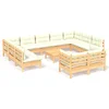 Image de vidaXL - 12-delige - Loungeset - met - crèmekleurige - kussens - grenenhout