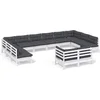 Image de vidaXL - 12-delige - Loungeset - met - kussens - massief - grenenhout - wit