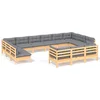 Image de vidaXL - 13-delige - Loungeset - met - grijze - kussens - grenenhout