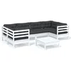 Image de vidaXL - 7-delige - Loungeset - met - kussens - grenenhout - wit