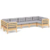 Image de vidaXL - 7-delige - Loungeset - met - grijze - kussens - grenenhout