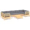Image de vidaXL - 8-delige - Loungeset - met - grijze - kussens - grenenhout