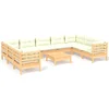 Image de vidaXL - 10-delige - Loungeset - met - crèmekleurige - kussens - grenenhout
