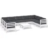 Image de vidaXL - 10-delige - Loungeset - met - kussens - grenenhout - wit