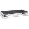 Image de vidaXL - 11-delige - Loungeset - met - kussens - grenenhout - wit