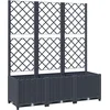 Image de vidaXL - Plantenbak - met - latwerk - 120x40x136 - cm - polypropeen - blauwgrijs