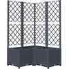 Image de vidaXL - Plantenbak - met - latwerk - 80x80x136 - cm - polypropeen - blauwgrijs